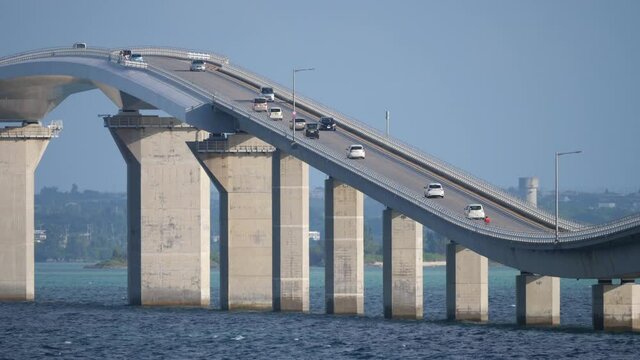 Okinawa,Japan-October 25, 2020: Irabu bridge, the longest toll free bridge in Japan

