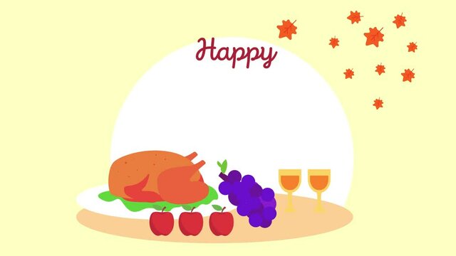 Happy thanksgiving text with roasted turkey