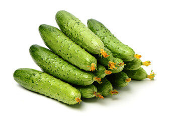 Green cucumber on the white background