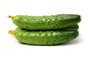 Green cucumber on the white background