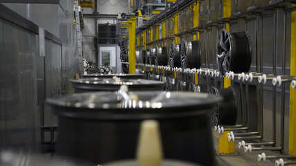 Interior of a factory for the production of alloy wheels