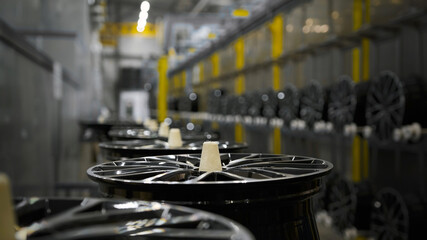 Interior of a factory for the production of alloy wheels
