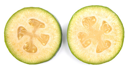 Background from sections of the ripe feijoa fruit.