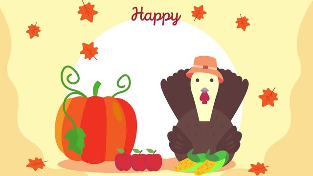 Turkey bird with happy thanksgiving day text