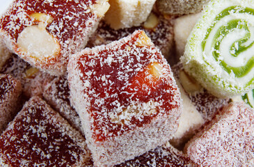 Oriental sweets, rahat lucum. Beautiful background.