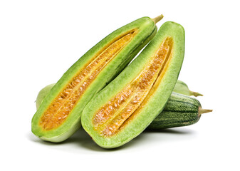 Muskmelon (yangjiaomitianguo) on white background