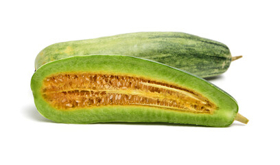 Muskmelon (yangjiaomitianguo) on white background
