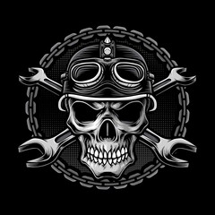 skull biker head vector logo