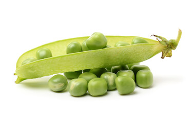 Fresh peas isolated on white background