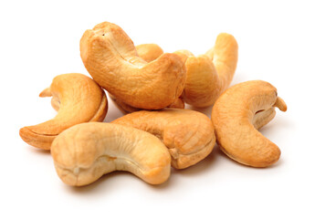 cashew nuts on white background