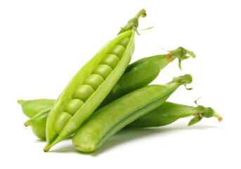 Fresh peas isolated on white background