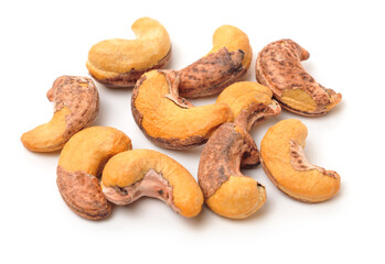 cashew nuts on white background