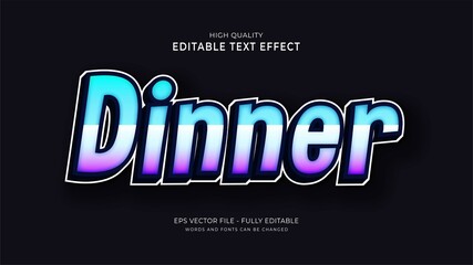 Obraz premium dinner graphic style effect, editable 3d text style effect