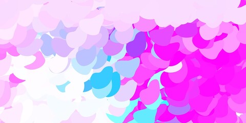 Light pink, blue vector texture with memphis shapes.