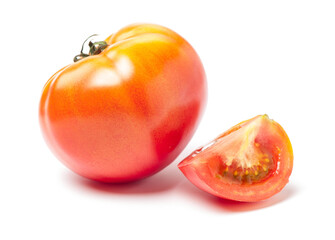 two ripe tomatoes isolated on white