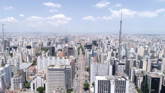 Aerial view of Avenida Paulista (Paulista avenue) in Sao Paulo city, Brazil