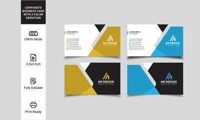 Corporate Multipurpose Business Card Design Template- Color Blue and Yellow