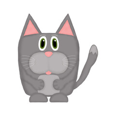 isolated cute gray cat on a white background