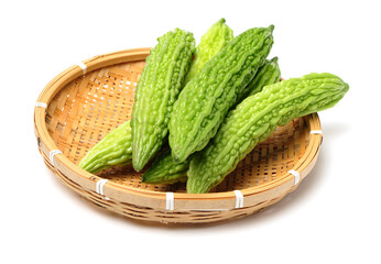 Bitter melon , Bitter gourd on white background