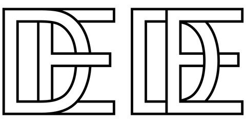 Logo de ed icon sign two interlaced letters D e, vector logo de ed first capital letters pattern alphabet d e