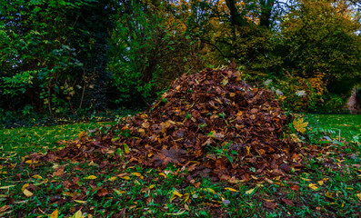 Laubhaufen im Herbst