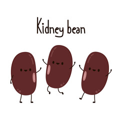 Kidney bean character. Kidney bean on white background.