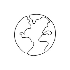 Continuous line drawing of earth.