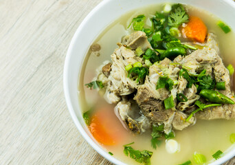 pork bone  soup in bowl, Thai or Chinese food