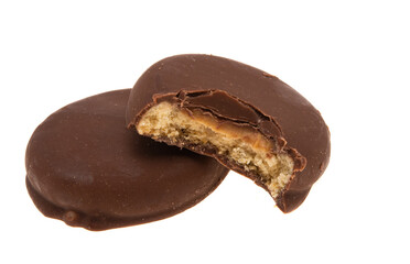 cookies in chocolate glaze isolated