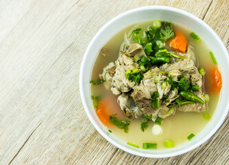pork bone  soup in bowl, Thai or Chinese food