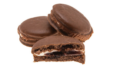 cookies in chocolate glaze isolated