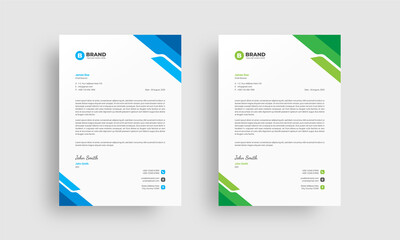Creative & clean abstract business letterhead design template. Professional corporate letterhead design template with blue & green color variation.