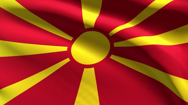 Festive 60FPS Macedonia flag  waving on the wind 4k UHD 3d seamless loop animation