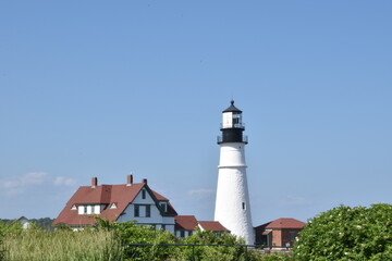 The scenic Portland headlight lighthouse in Maine