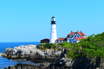 Fototapeta na wymiar The scenic Portland headlight lighthouse in Maine