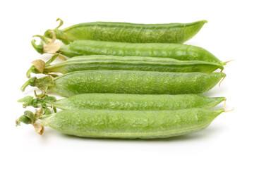 Fresh peas isolated on white background