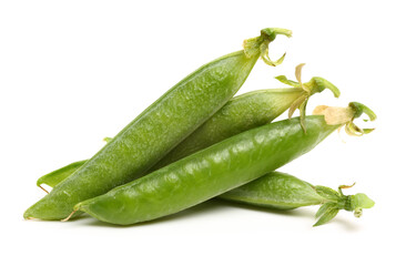 Fresh peas isolated on white background