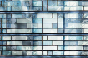 Closeup modern blue glass building