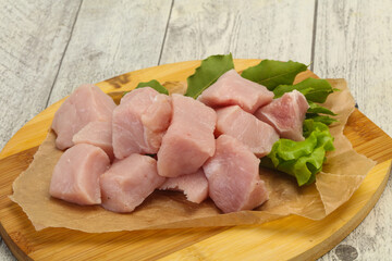 Raw fresh pork meat cube