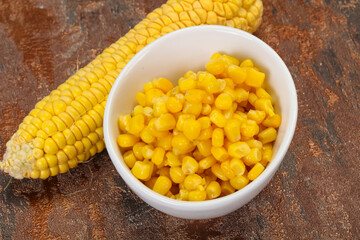 Young corn seeds in the bowl