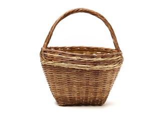 Fototapeta na wymiar empty wicker basket isolated on white