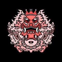 Cool monster with crown illustration for poster, sticker, or apparel merchandise.With tribal and hipster style.
