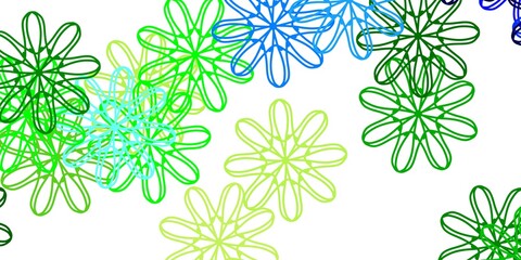 Fototapeta premium Light Blue, Green vector doodle template with flowers.