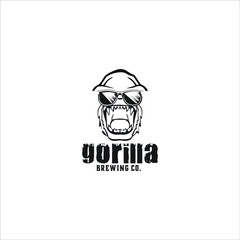 Gorilla Brewing and the New Bristol Brewery logo design with the concept of a gorilla silhouette and glasses