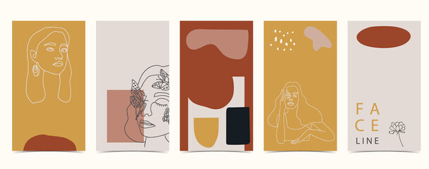Fototapeta na wymiar Chic background for social media with shape, woman,color on white background