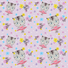 Obraz premium Vector dancing cat. Pink Ballerina