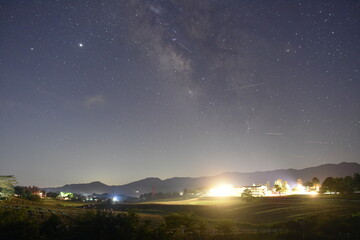 岡山の蒜山高原の美しい星空