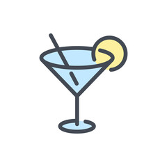 Cocktail color line icon. Cocktail glass vector outline colorful sign.