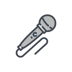 Microphone color line icon. Karaoke microphone vector outline colorful sign.