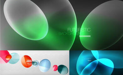 Set of modern minimal geometric abstract backgrounds. Vector illustrations for covers, banners, flyers and posters and other